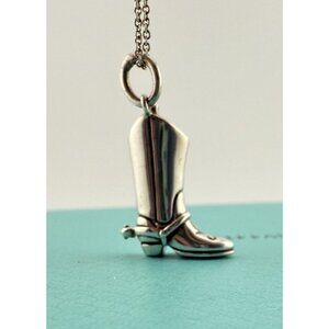 RARE Tiffany & Co. Cowboy Boot Charm Pendant Necklace Sterling Silver 20"